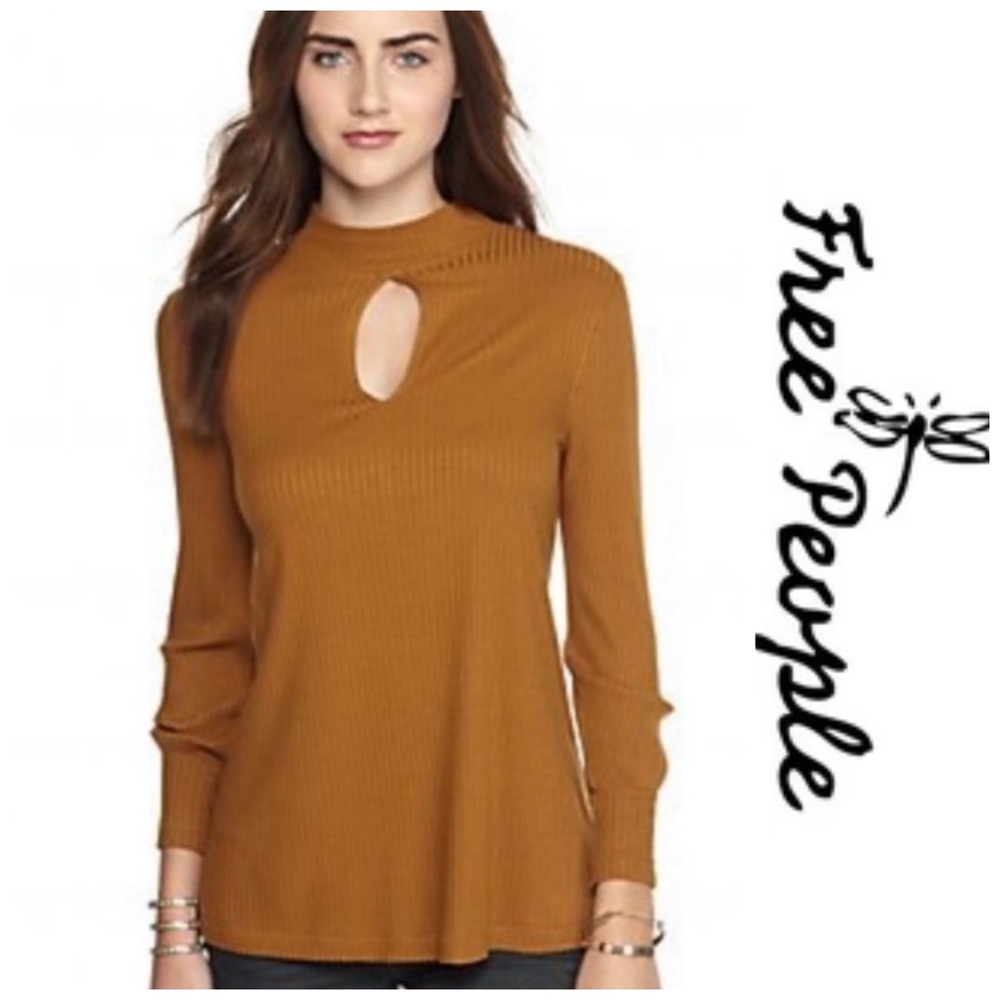 We The Free Copa Banana Ribbed Long Sleeve Keyhole Tunic Small